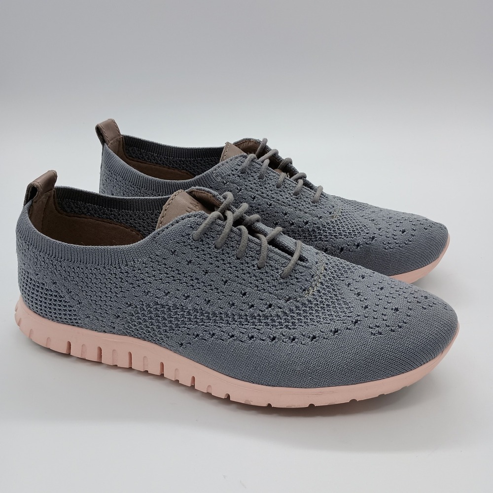 Cole Haan ZeroGrand Stitchlite Wingtip Oxford Gray Pink Womens 7B
